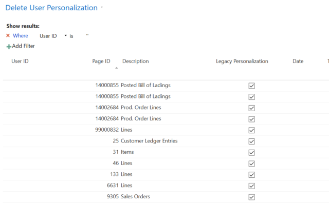 delete user personalizations