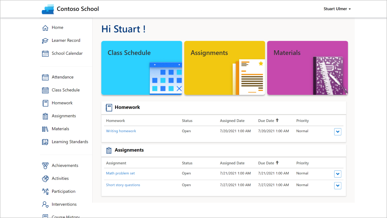Parent and student portal designed with Power Pages