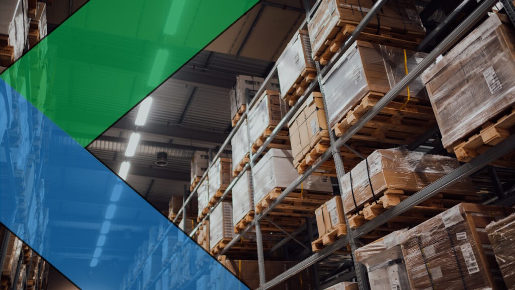 Warehouse with Corterra branding overlaid