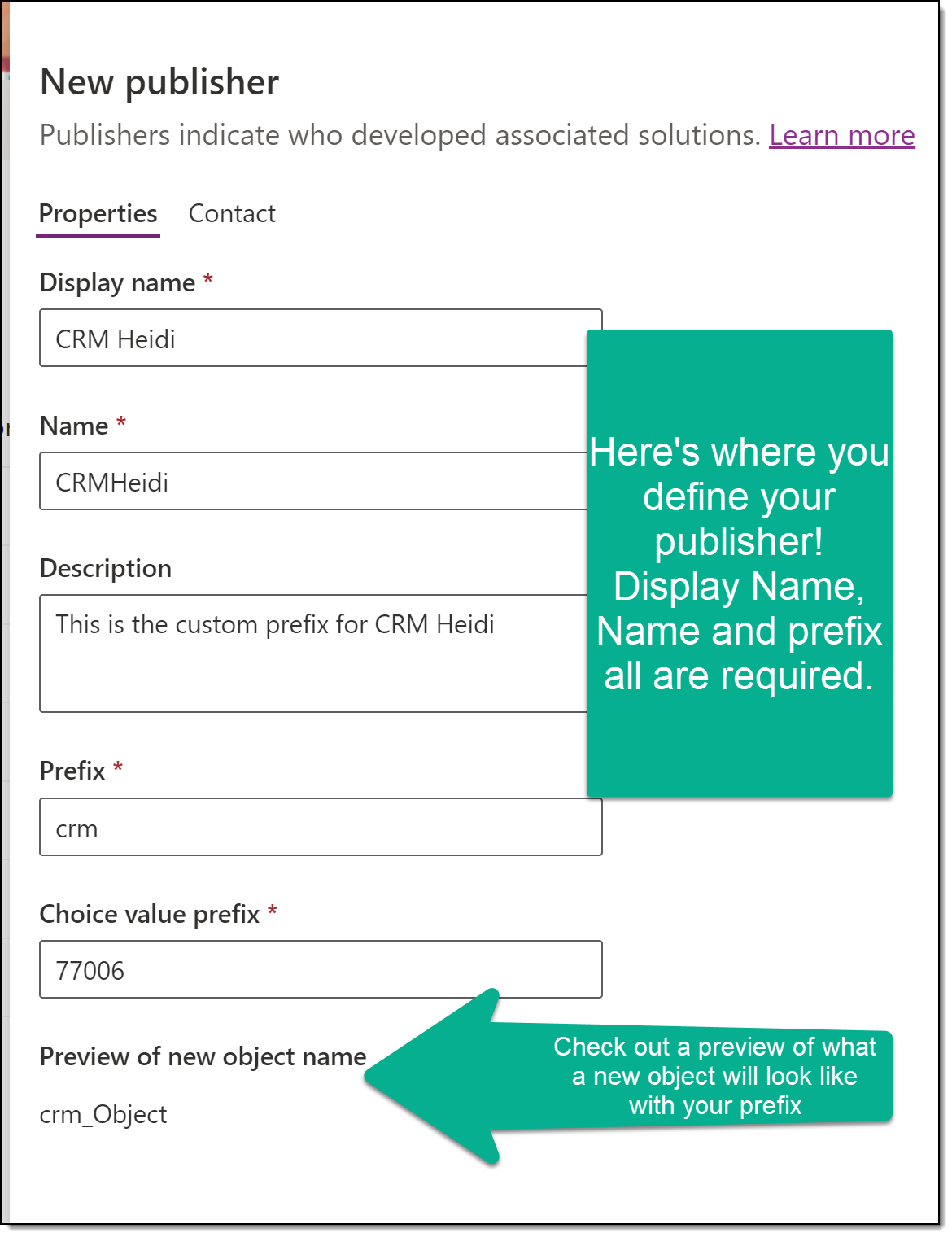 Fill out the correct fields to create a new publisher