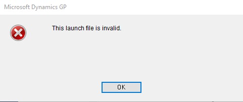Dynamics GP Launch File error message if there is a space within the structure
