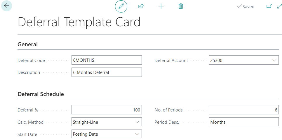 Define a schedule for how deferrals are calculated on the Deferral Template Card
