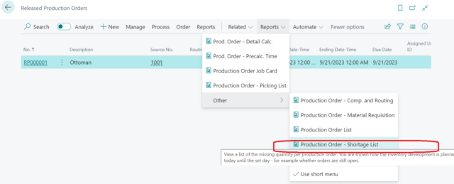 BC22-Shortage report