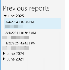 ShowPreviousReports