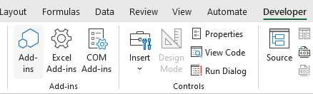 Developer Tab