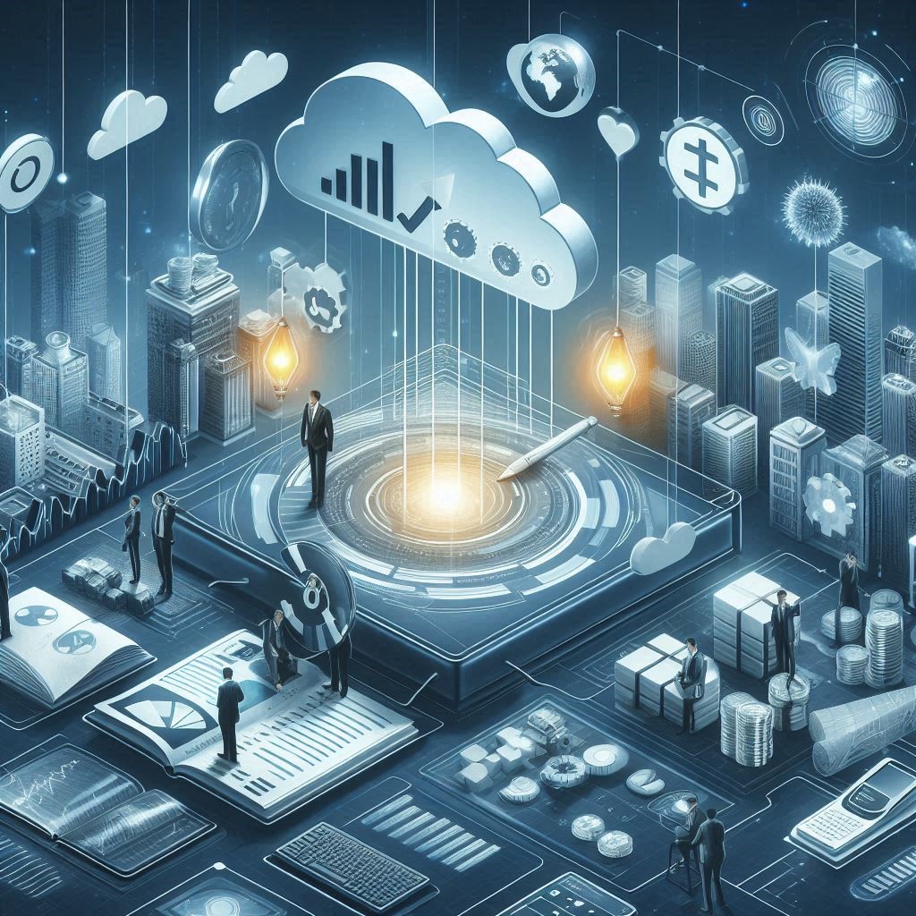 Abstract image representing on-premise business applications that also can connect to the cloud