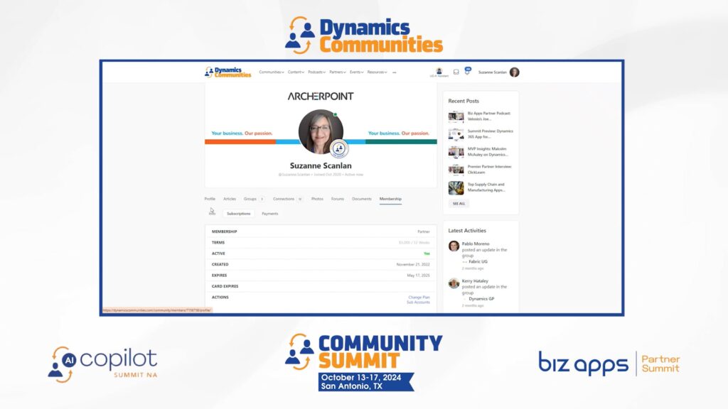 new user Dynamics Communities