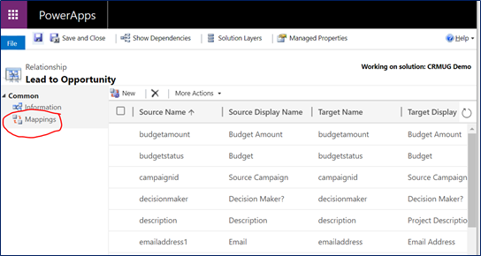 Field level mapping: edit a relationship