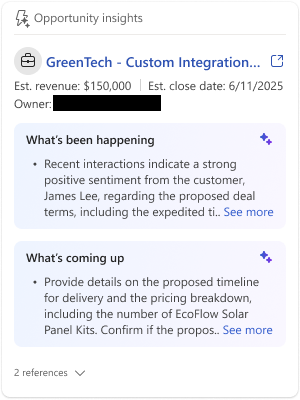 Screenshot of the Opportunity insights card