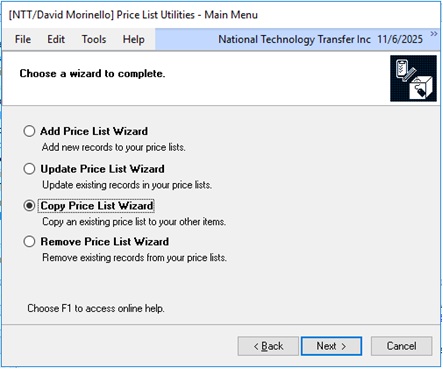Copy Price List