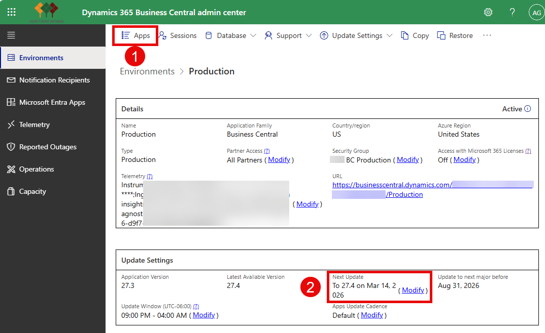 Business Central Admin Center