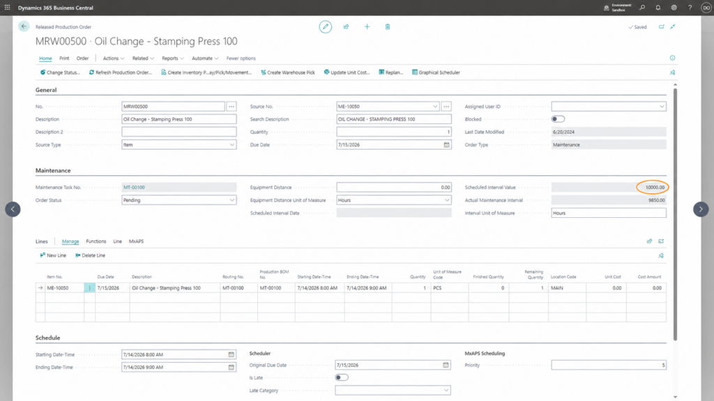 Turning Production Data Into Maintenance Schedules in Business Central